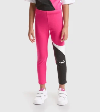 Jg.Leggings Power Logo Colanți sport din bumbac elastic cu textură terry – Fete