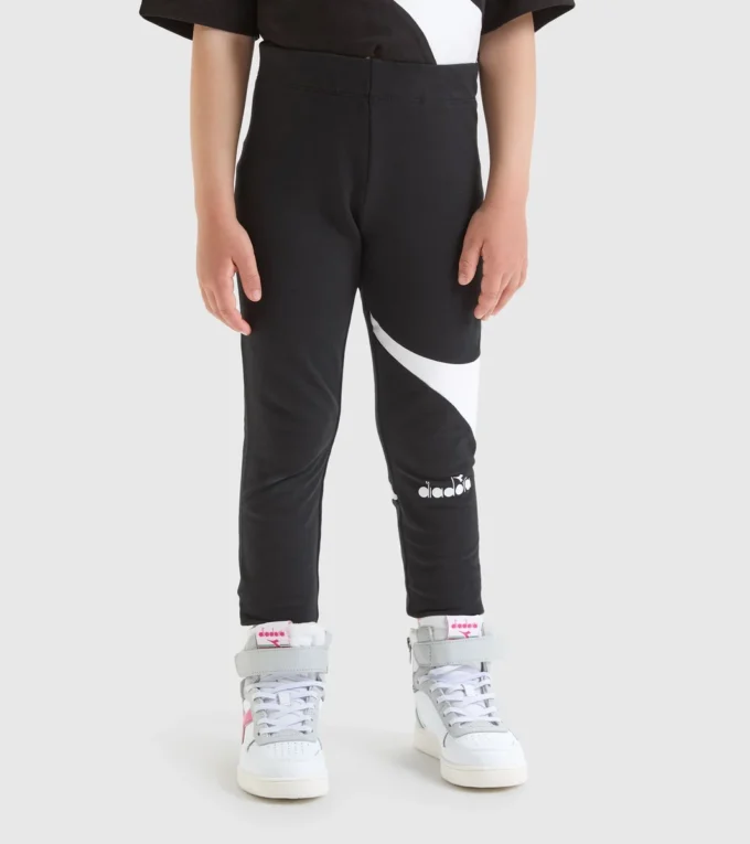 Jg.Leggings Power Logo Colanți sport din bumbac elastic cu textură terry – Fete Jg.Leggings Power Logo Colanți sport din bumbac elastic cu textură terry – Fete
